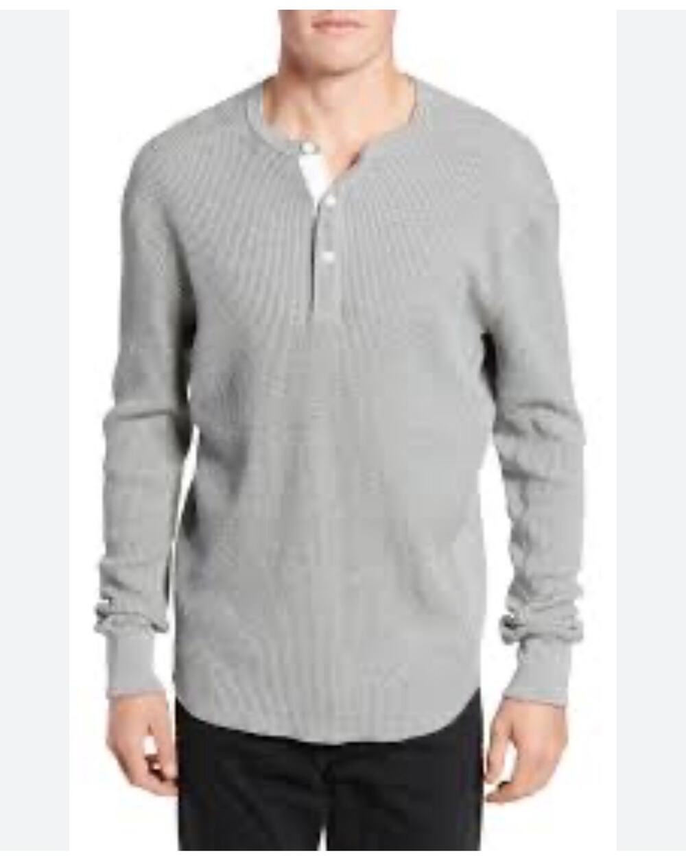 $195 Rag & bone grey Waffle Knit Long Sleeve Henley
Size large